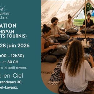 rejoignez-nous pour une initiation au Handpan dans un cadre idyllique : le Tipi Arc-en-ciel à Forel, niché au bord de la rivière.